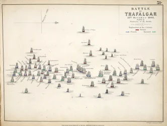 Map of the Battle of Trafalgar, published by William Blackwood and Sons, Edinburgh and London, 1848